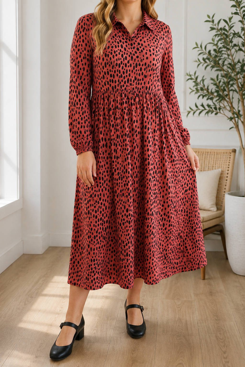 Red Leopard Plus Size Dress