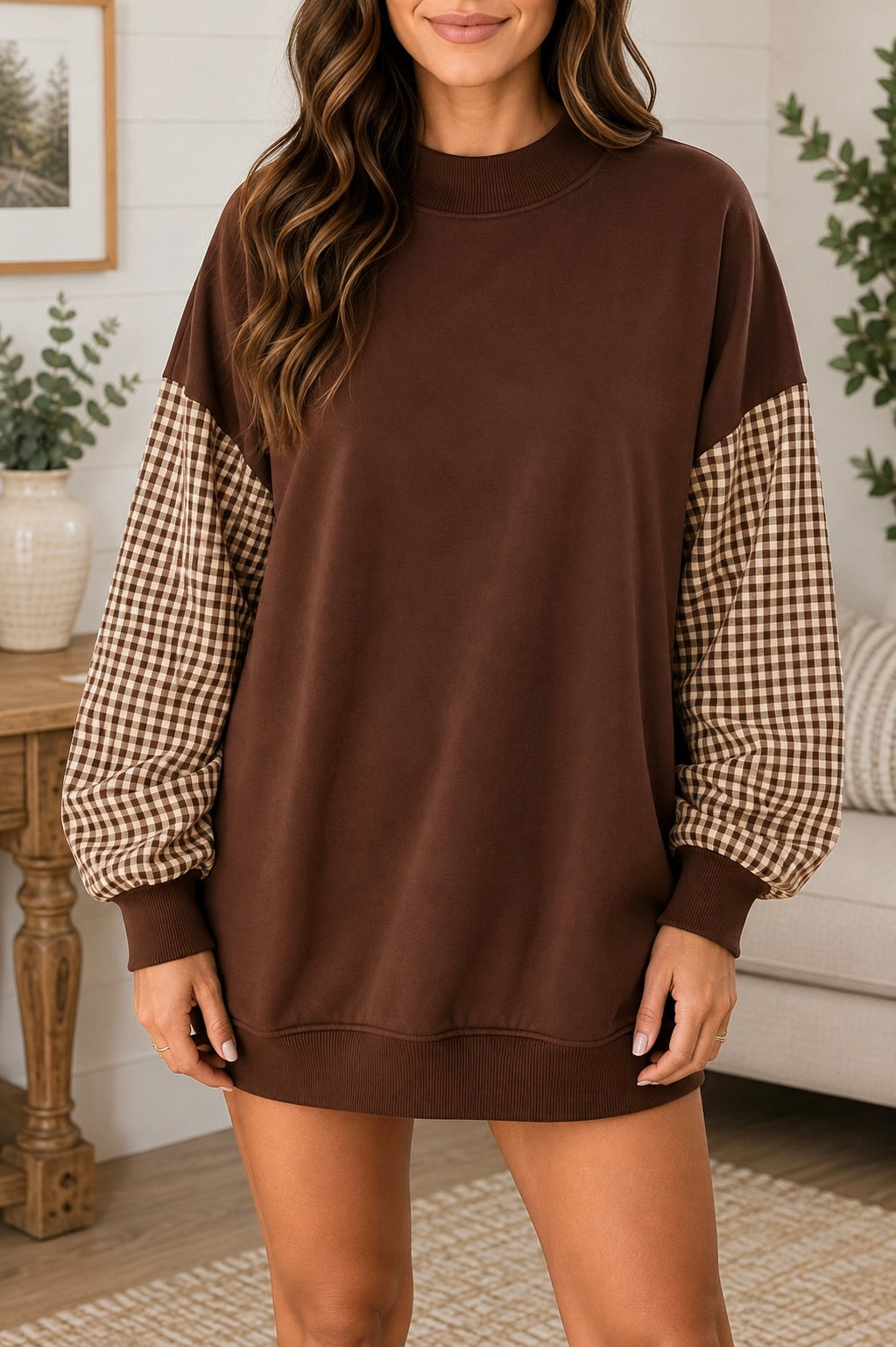 Plaid Sleeve Sweatshirt RTS