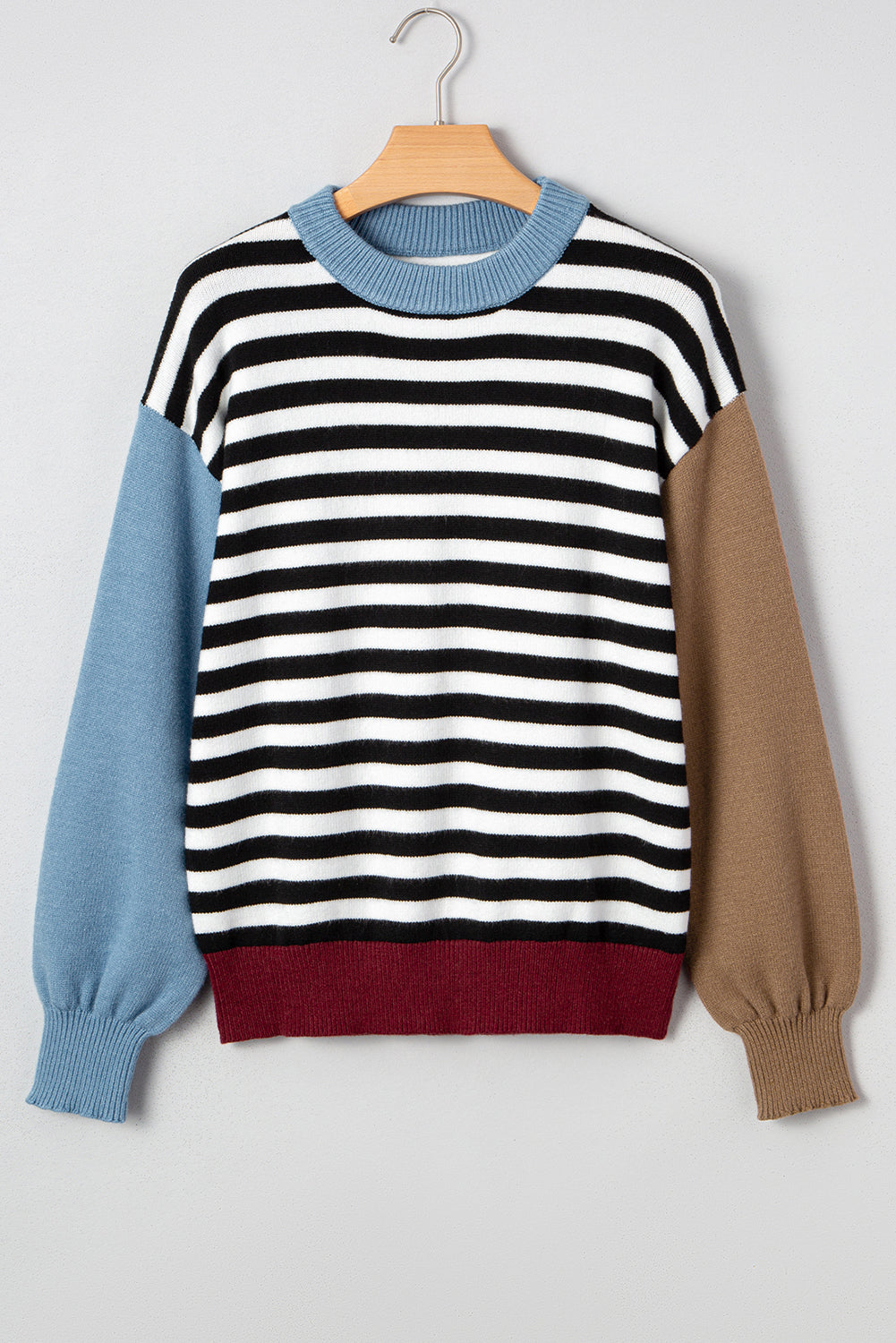 Colorblock Stripe Panel Sweater