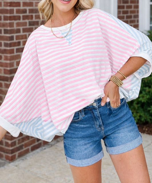 Oversize Colorblock Dolman Shirt RTS