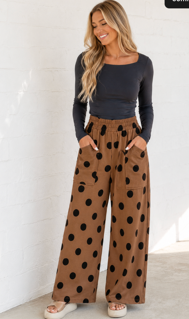 Polka-Dot Wide Leg Pants
